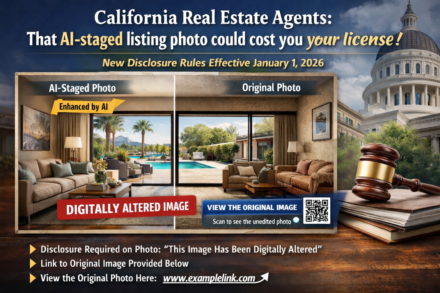 California AB 723: New Disclosure Rules for AI-Altered Listing Photos